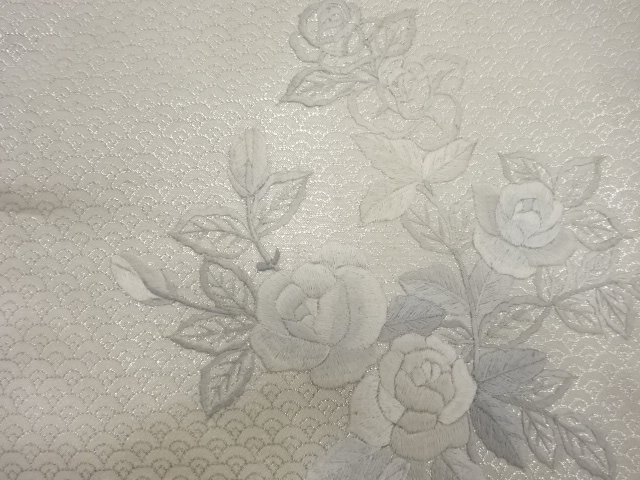 アンティーク　薔薇模様刺繍名古屋帯
